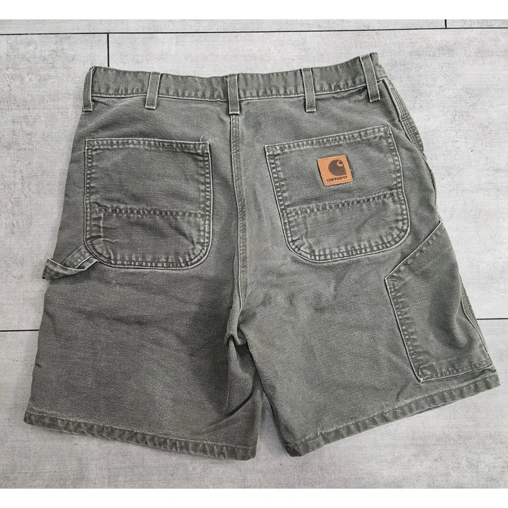 Carhartt B25 MOS Green Duck Carpenter Work Shorts Mens 34 Made in USA Vintage